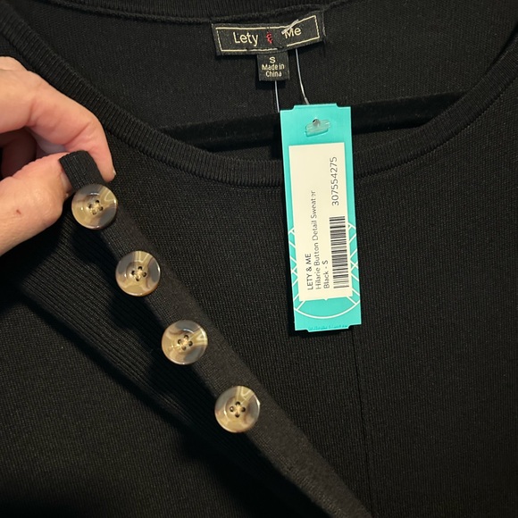 Black tunic length split hem sweater - Picture 1 of 5